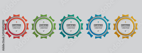 Set certificate badge circle or rounded template vector editable