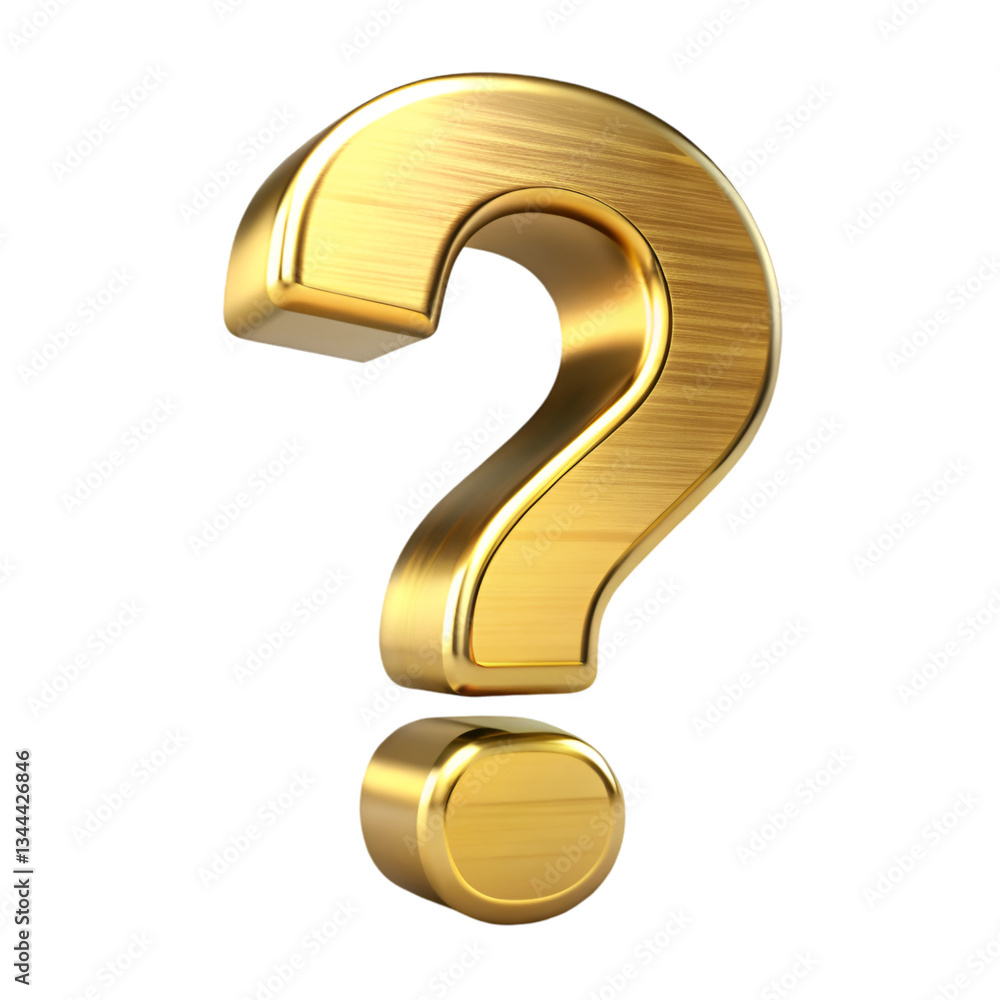 Naklejka premium Golden question mark isolated on transparent background