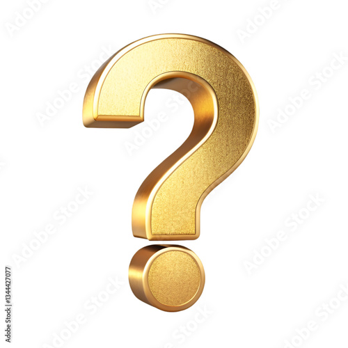 Golden question mark isolated on transparent background