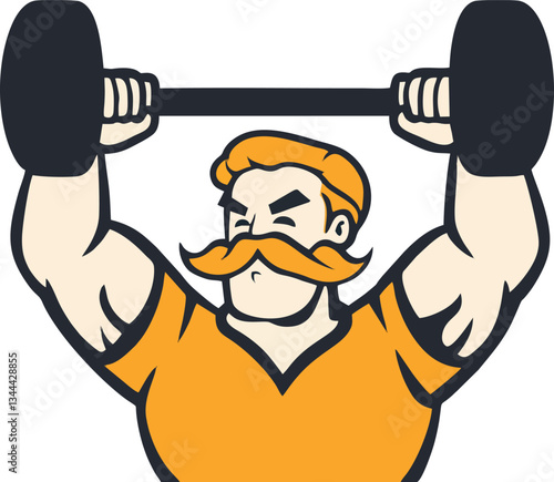 Strongman lifting a heavy barbell, representing strength and fitness in a circus setting