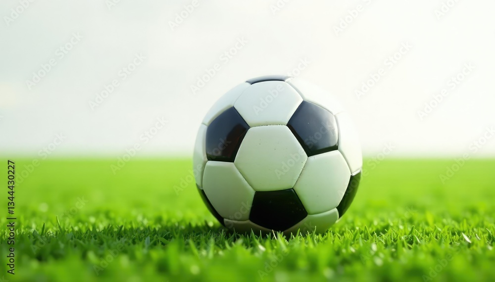 Obraz premium Brand new pristine football, clean white backdrop, sport, shiny, exercise