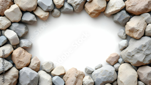 Rock frame on white black background