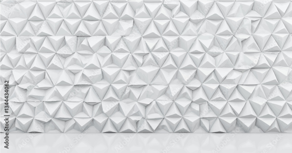 Fototapeta premium Polished, Semigloss Wall background with tiles. Triangular, tile Wallpaper with 3D,white. 3D Render
