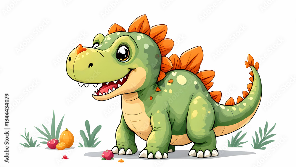 Fototapeta premium Cute cartoon dinosaur simple background for kids