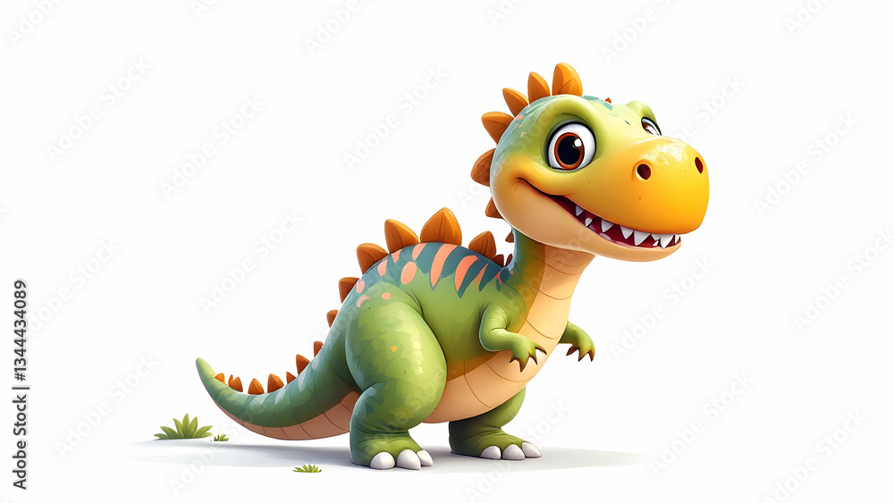 Fototapeta premium Cute cartoon dinosaur simple background for kids