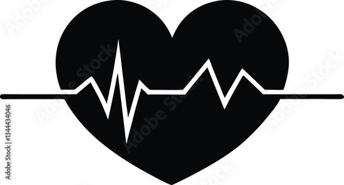 heartbeat,heart and heartbeat  black  silhouette