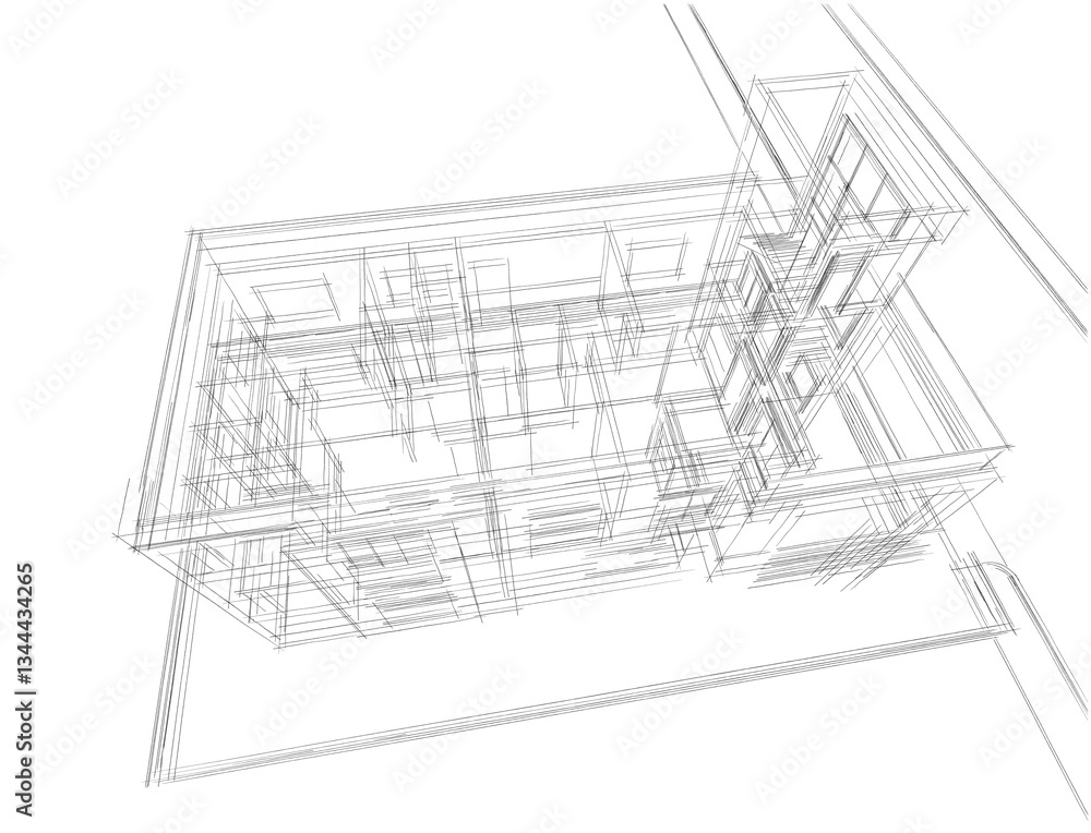 Fototapeta premium sketch of building 3d rendering