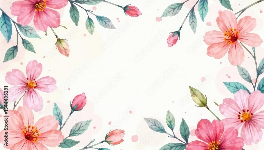 Fototapeta premium Delicate watercolor floral pattern, soft pastel hues, subtle details, wallpaper, serene