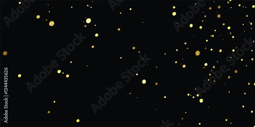 "Glamorous Golden Confetti Falling Against a Midnight Black Background: Sparkling Glitter Texture Perfect for Luxury Brochure Covers, New Year’s Eve Parties, and Wallpaper Designs"
