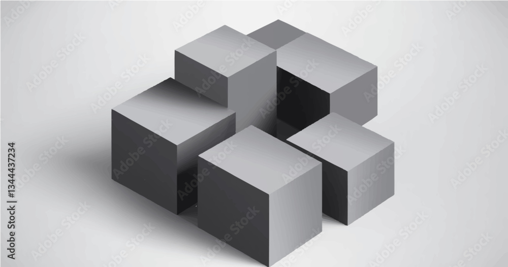 Vector Abstract geometric shape from gray cubes. Vector Abstract geometric shape from gray cubes.