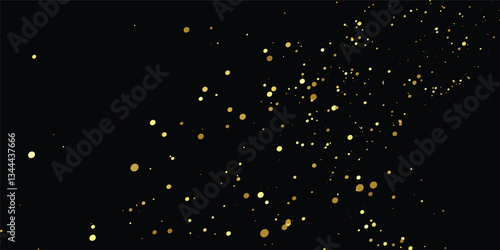 "Glittering Golden Confetti Raining Over a Black Backdrop: Elegant and Sparkling Design for New Year’s Eve Celebrations, Luxury Brochure Templates, and Elegant Cover Textures"
