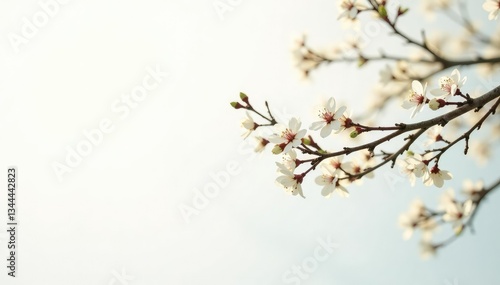 Delicate branches sway in the wind on a crisp white background, nature, delicate, tree branches