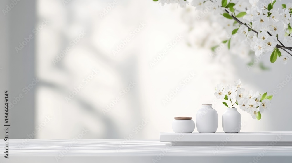 Elegant White Still Life with Blossoms Elegant White Still Life with Blossoms