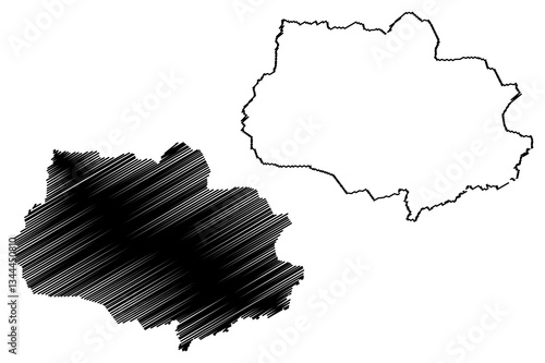 Tomsk Oblast (Russia, Subjects of the Russian Federation, Oblasts of Russia) map vector illustration, scribble sketch Tomsk Oblast map