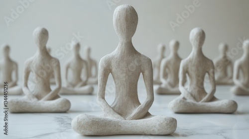 Tranquil meditation art studio white background