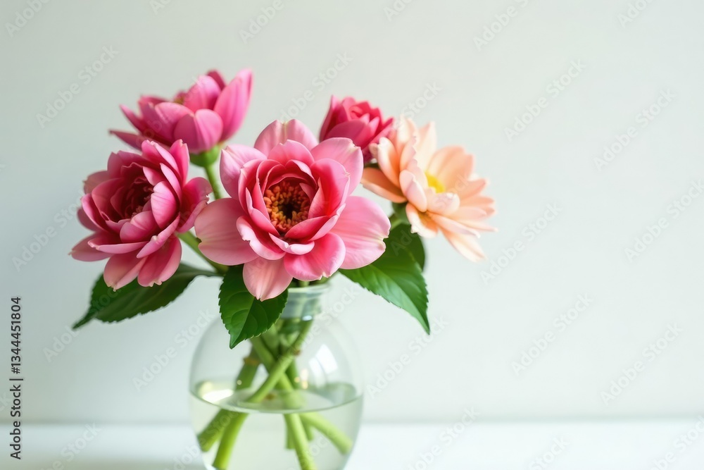 Freshly cut flower in a vase on a white surface, decorative arrangement, flowers Freshly cut flower in a vase on a white surface, decorative arrangement, flowers