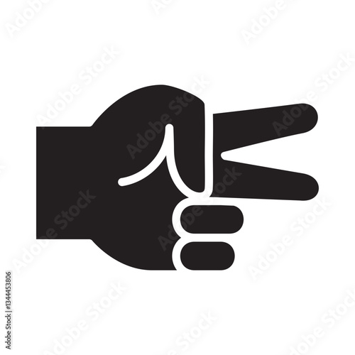Hand with two finger pointing icon. Two finger pointing gesture. 