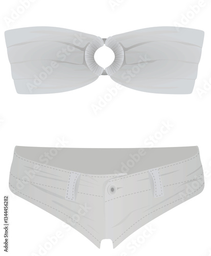 Grey bra t shirt and shorts. vector illustration