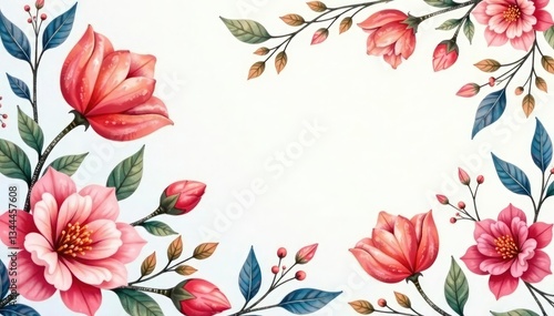 Soft, watercolor-style floral motif; continuous, delicate design , watercolor, leaf