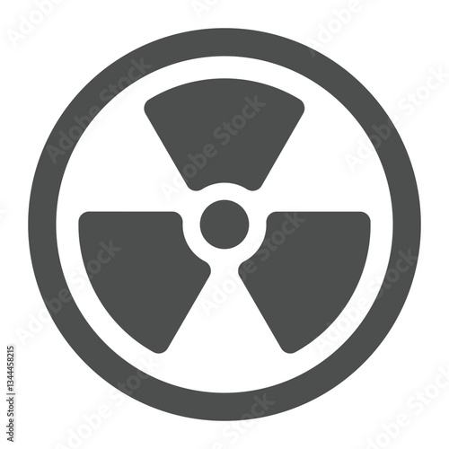 Radioactivity danger seal solid icon, atomic energy concept. Vector graphics. Radiation activity sticker sign on white background, glyph style icon for mobile or web design.
