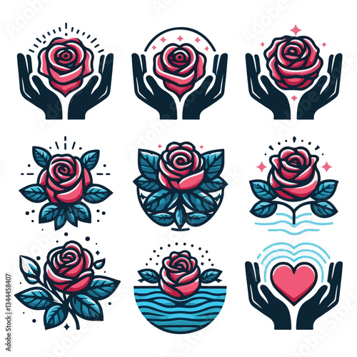 Elegant Rose Designs Floral Icons and Symbols