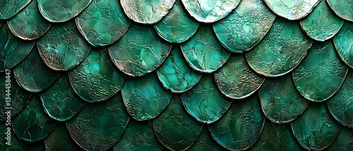 Wallpaper Mural Iridescent Emerald Dragon Scales Texture with Overlapping Armored Plates Torontodigital.ca