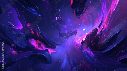 Cosmic swirl of vibrant colors creates an abstract space scene with dynamic energy and depth
