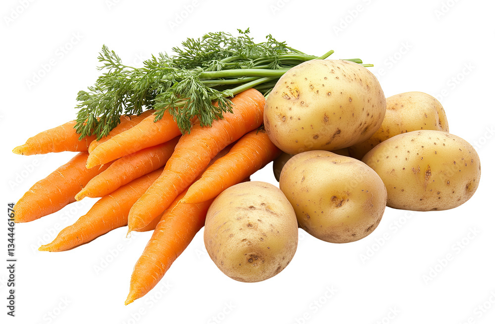 Fresh carrots and potatoes Fresh carrots and potatoes