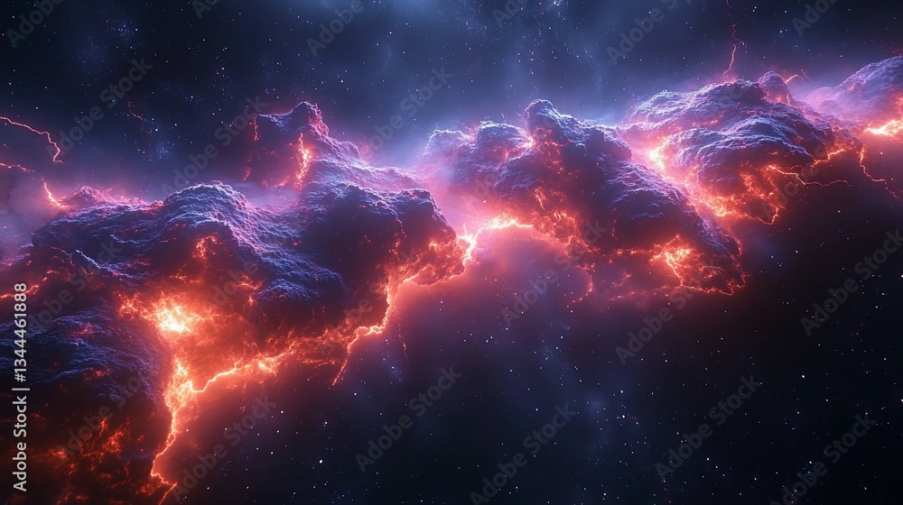 Fototapeta premium Cosmic Nebulae Fiery Clouds