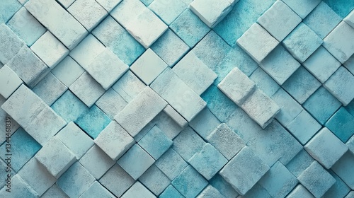 Grey translucent cubes are arranged perfectly to create a contemporary tech background in a 3D render