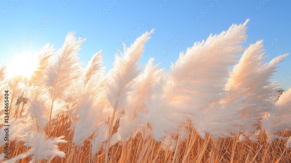 Obraz premium Fluffy grass field at dawn