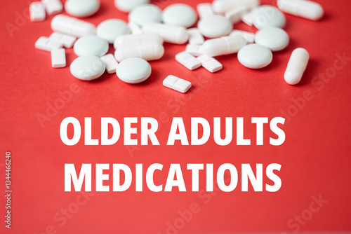 older adults medication text title drugs tablets high blood pressure medications photo