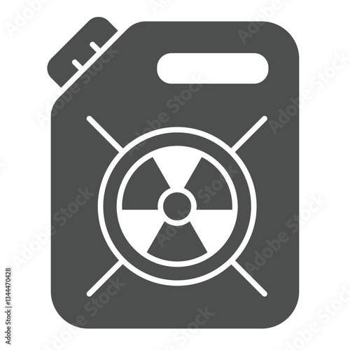 Canister with radiation seal solid icon, atomic energy concept. Vector graphics. Radioactive liquid container sign on white background, glyph style icon for mobile or web design.