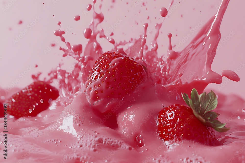 The Perfect Splash of Strawberry Milkshake The Perfect Splash of Strawberry Milkshake