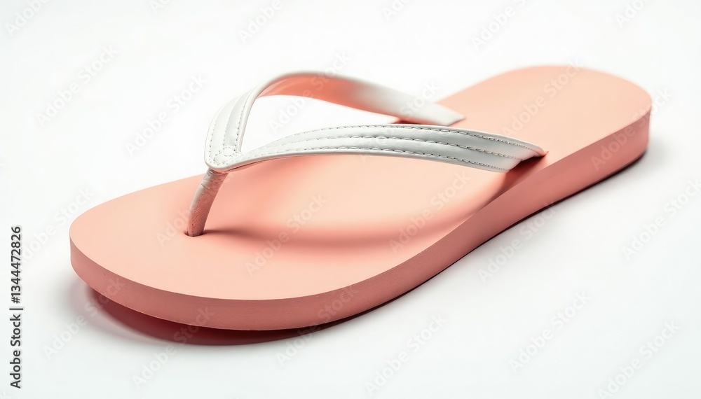 Fototapeta premium Single white flip-flop isolated on white background , simple, summertime