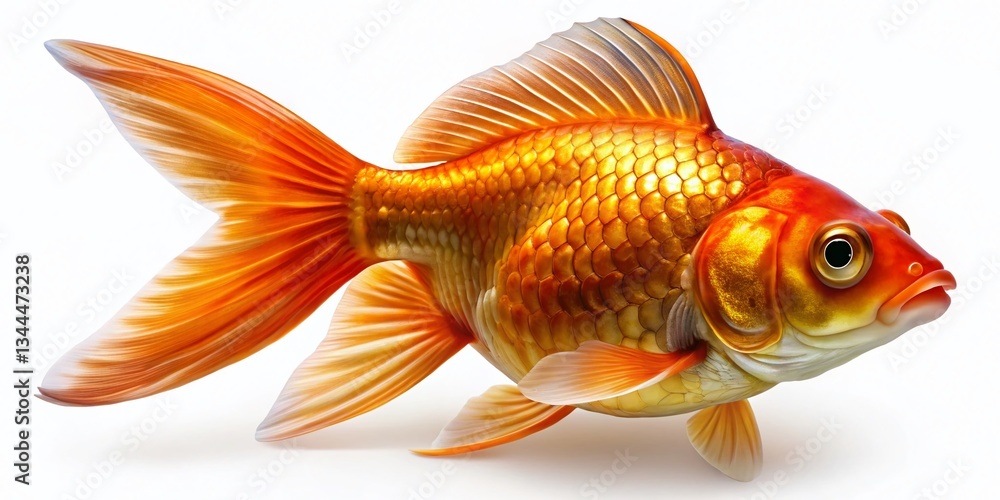 Vibrant Goldfish Isolated on Pure White Background - High-Resolution Stock Image Vibrant Goldfish Isolated on Pure White Background - High-Resolution Stock Image