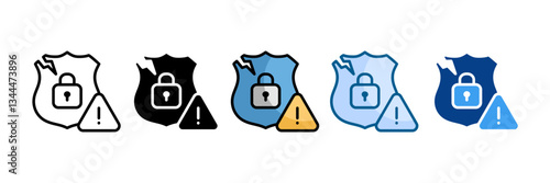 Data Breach Icon Set Multiple Style Collection