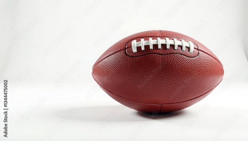 American football on pristine white backdrop; sharp focus , studio shot, pigskin American football on pristine white backdrop; sharp focus , studio shot, pigskin