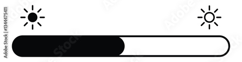 Brightness Icon, Adjust Contrast icon ,vector silhouette. Screen brightness icon for UI UX website, mobile app, logo. Brightness and Contrast Control Button Set. Temperature icon. Vector illustration.