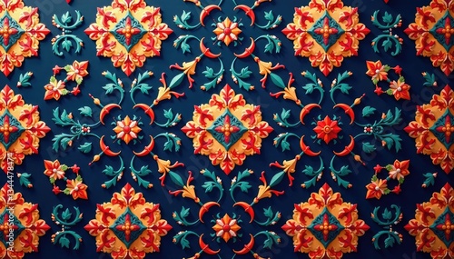 Wallpaper Mural Geometric damask, repeating diamond & arabesque shapes, illustration, wallpaper pattern Torontodigital.ca