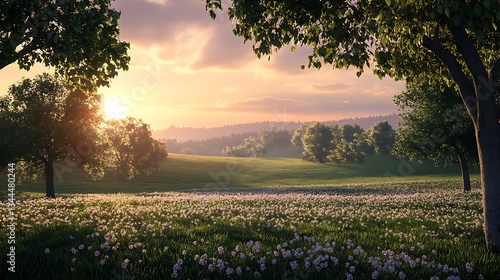 Wallpaper Mural The skyline is bathed in a warm fiery evening glow image Torontodigital.ca