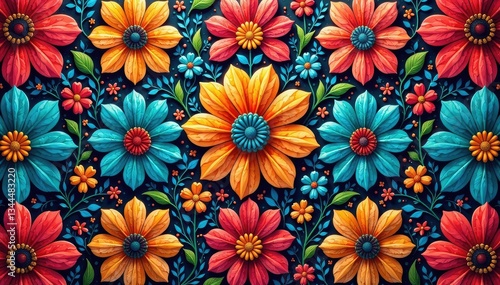 Wallpaper Mural Intricate floral textile design, repeating motif, art, print Torontodigital.ca