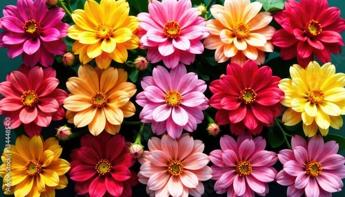 Bold blooming blossoms arranged in a square grid, geometric, fabric, floral design