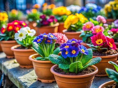 Wallpaper Mural Vibrant Spring Seedlings: Colorful City Flowerbeds in Bloom Torontodigital.ca