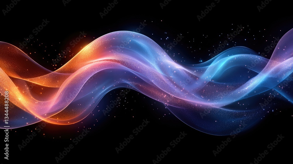 Obraz premium Abstract glowing waves on black background