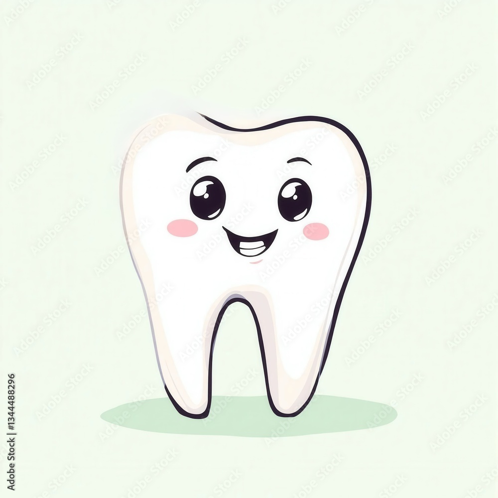 A cartoon tooth is smiling and has a happy expression A cartoon tooth is smiling and has a happy expression