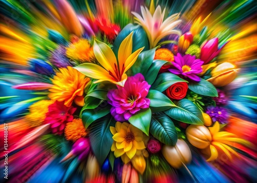 Vibrant Tropical Flower Abstract Art Long Exposure Photography