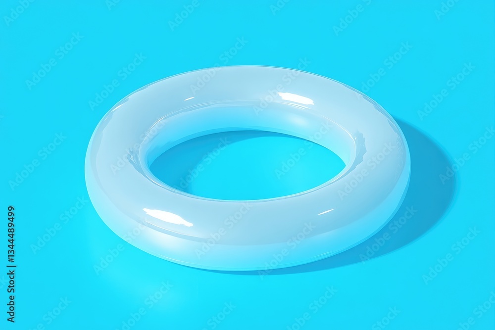 Light blue inflatable ring on a blue surface Light blue inflatable ring on a blue surface