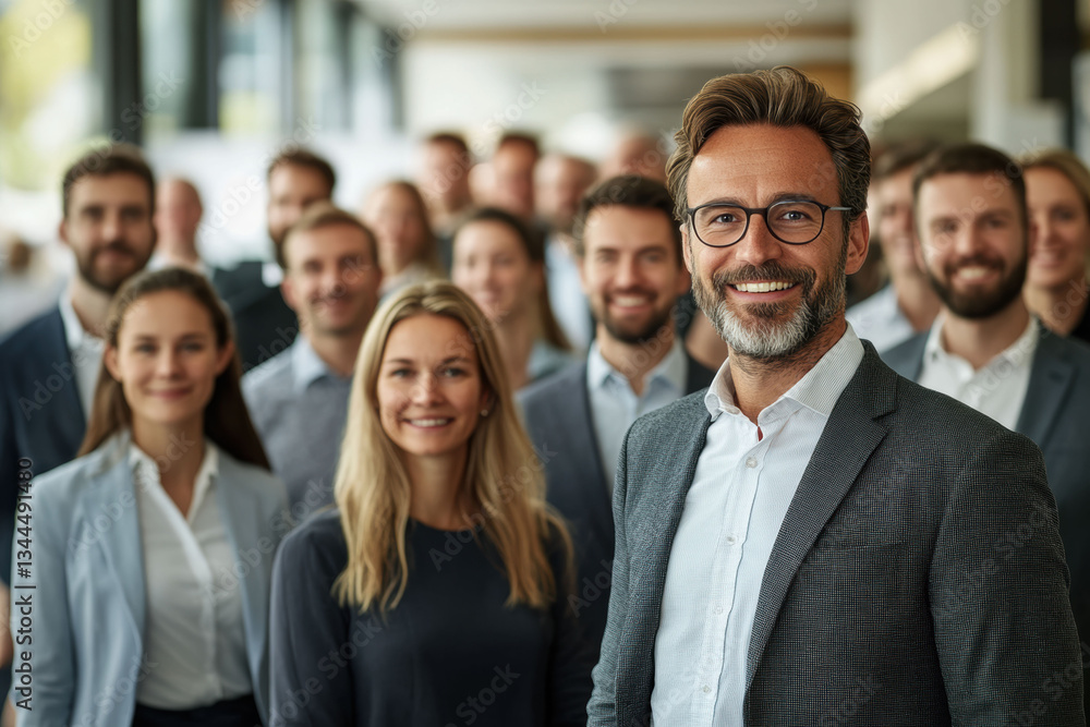 A diverse business team poses in a modern workplace, symbolizing collaboration and corporate excellence. A diverse business team poses in a modern workplace, symbolizing collaboration and corporate excellence.