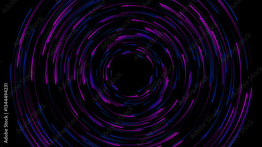 High speed blue, pink line abstract technology background digital fiber hi tech concept. speed light circle line motion blur on dark background, data transfer simulation.